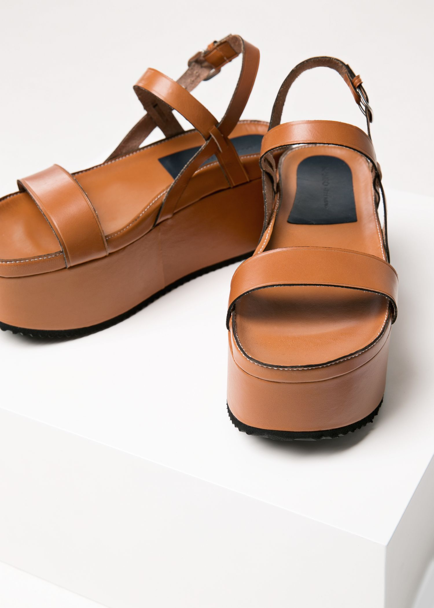 Mango Premium Leather Flatform Sandals 