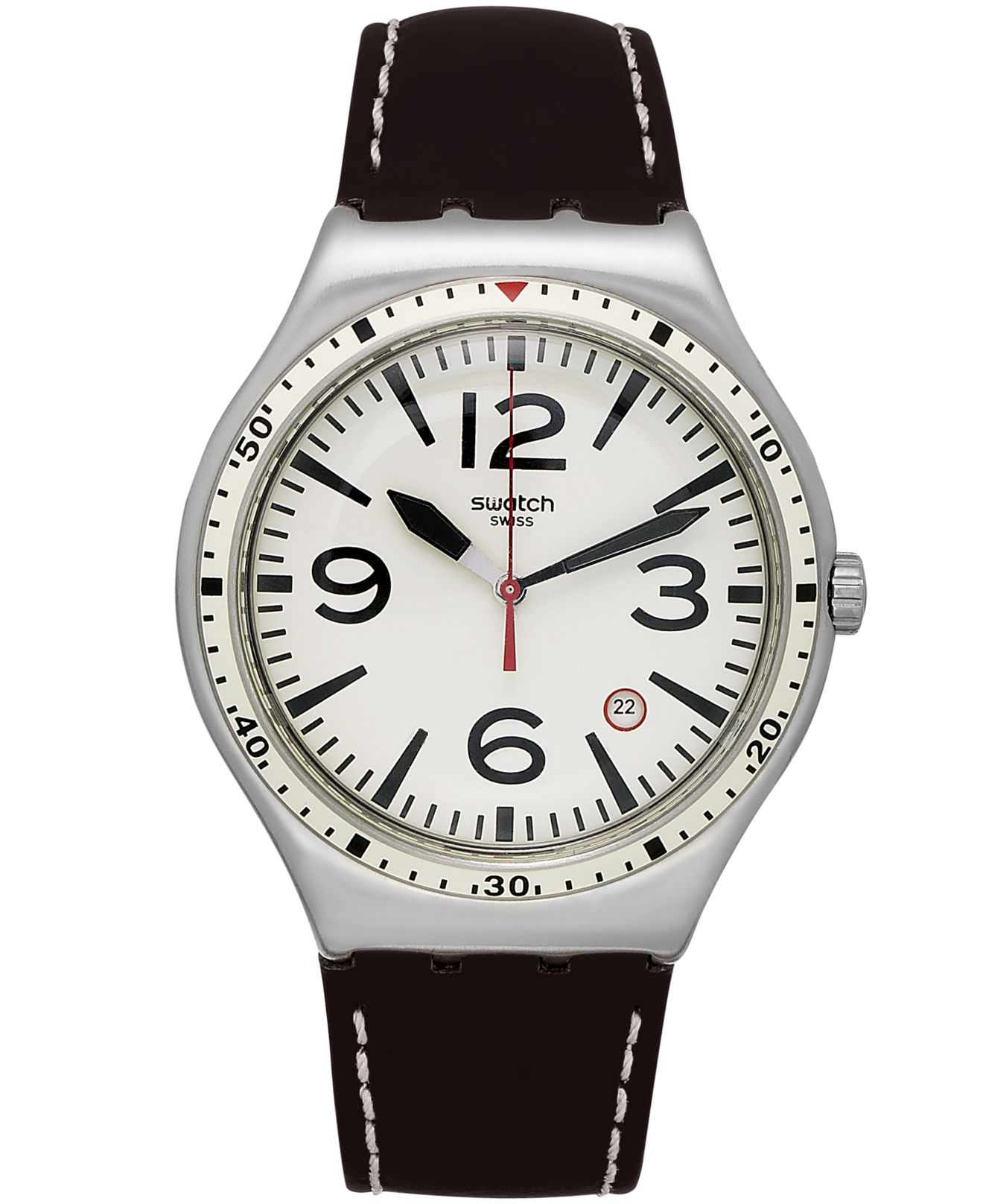 Swatch Unisex Swiss Caterhblack Black Leather Strap Watch 41mm Yws403c for  Men - Lyst