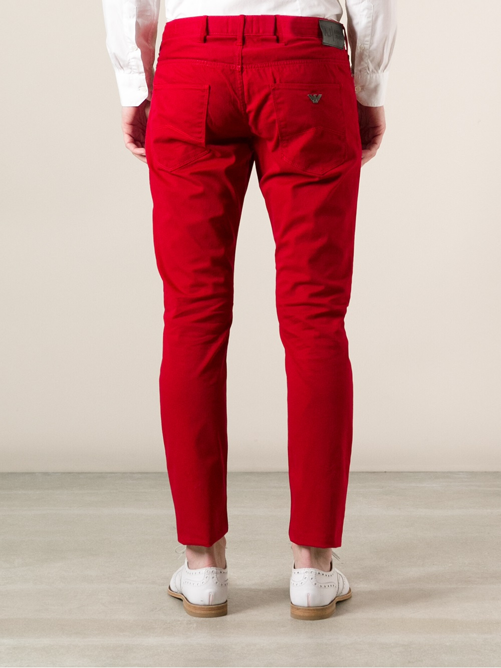 Armani Jeans Skinny Chinos in Red for Men | Lyst