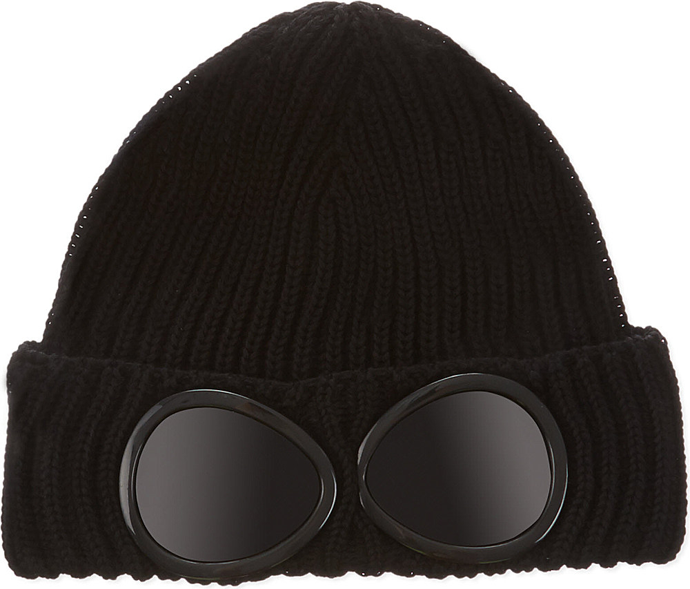cp company goggle beanie black