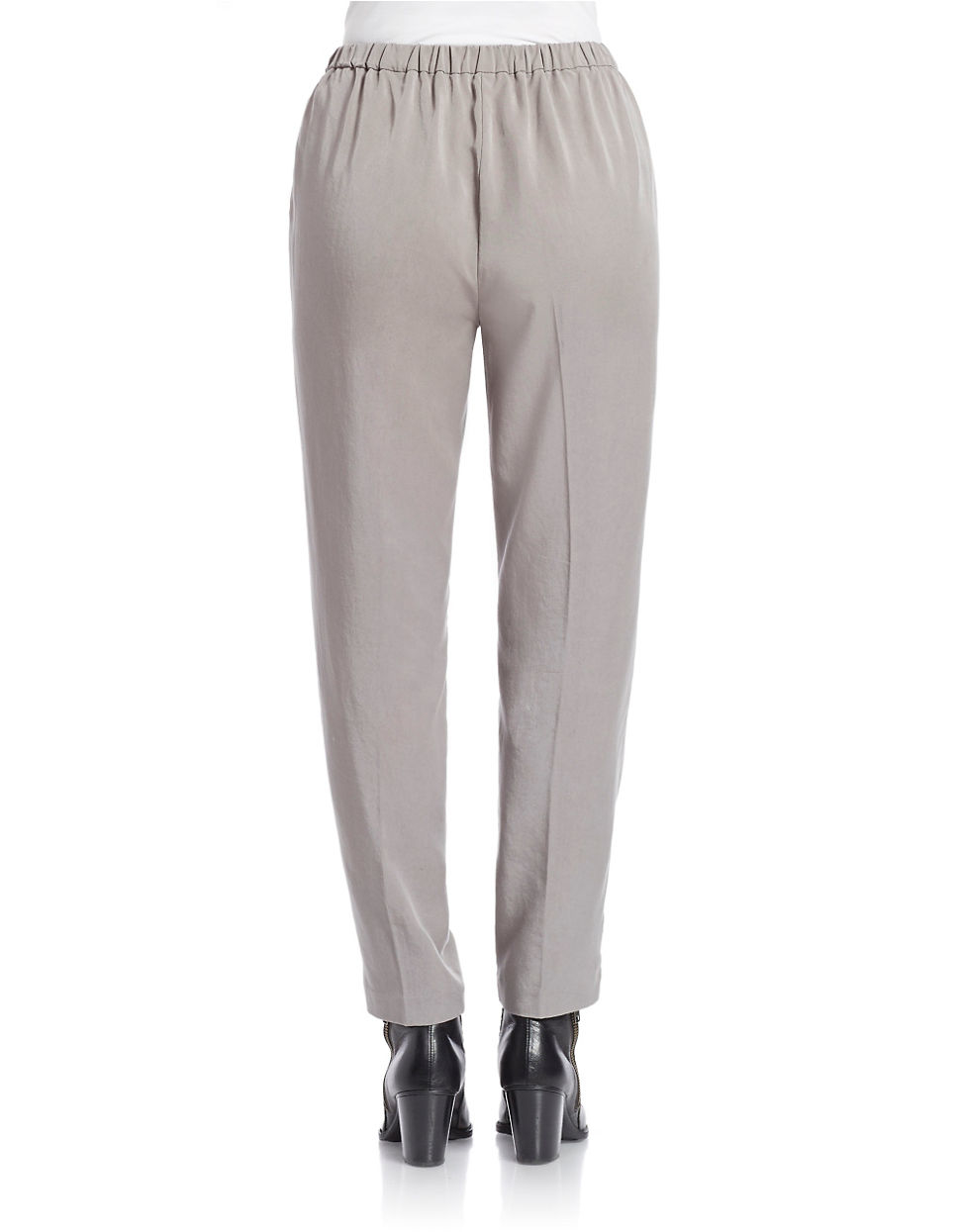 Lyst - Eileen fisher Petite Pleated Elastic-waist Pants in Gray