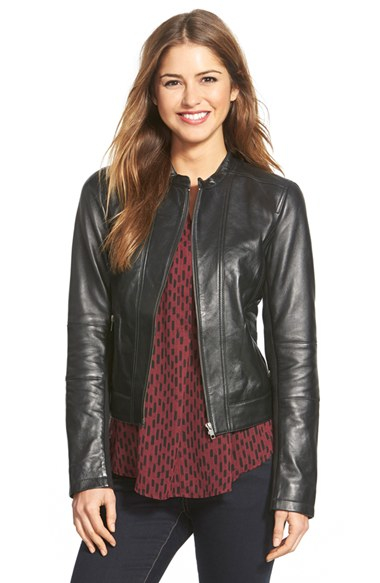 halogen black leather jacket