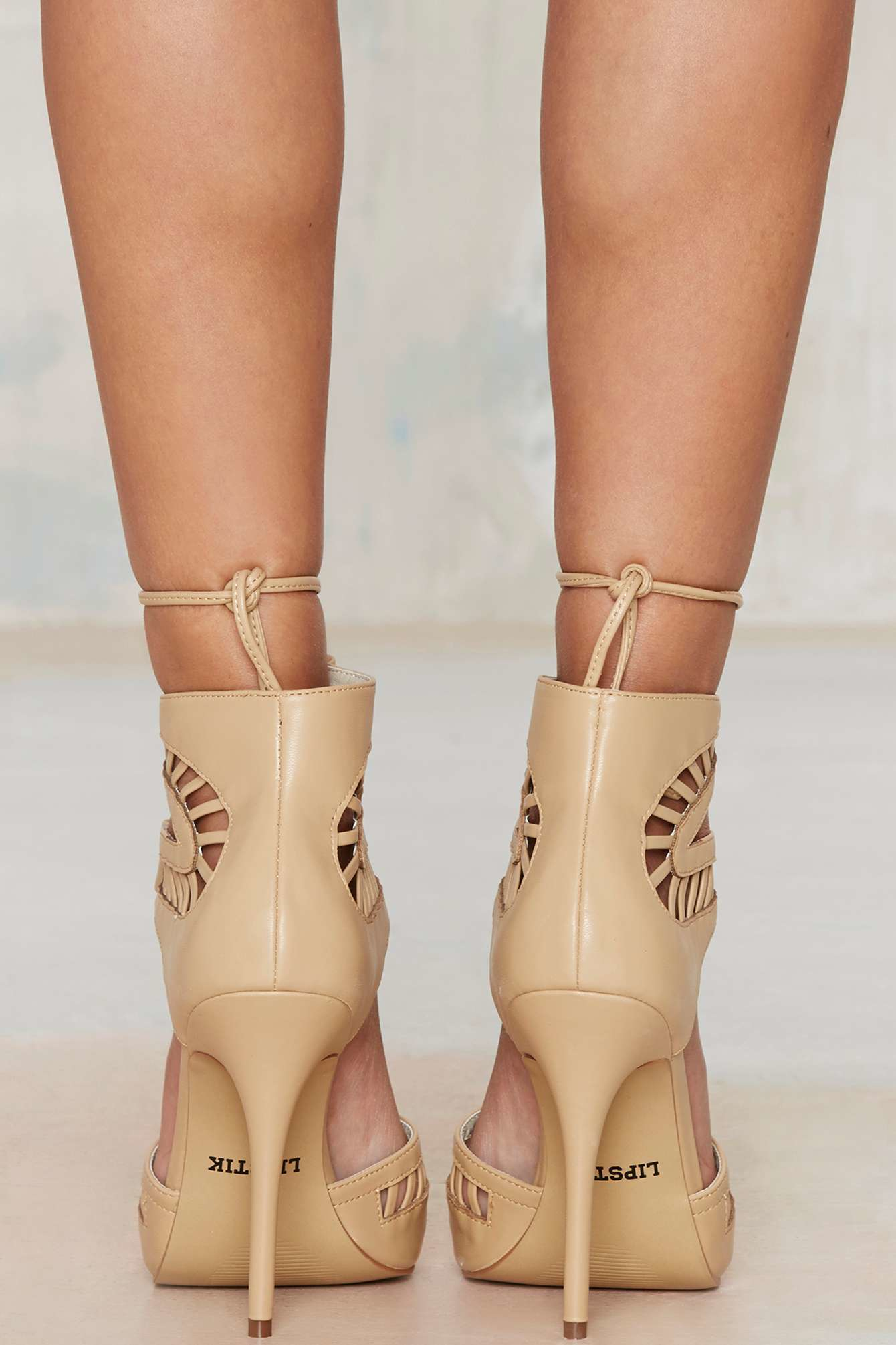 Lyst - Lipstik Shoes Kara Cutout Heel in Natural