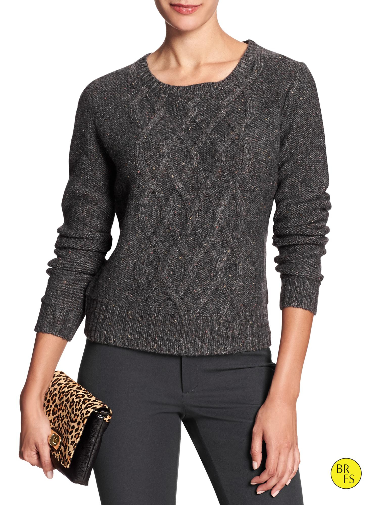 Lyst Banana Republic Factory Cable Knit Sweater In Gray