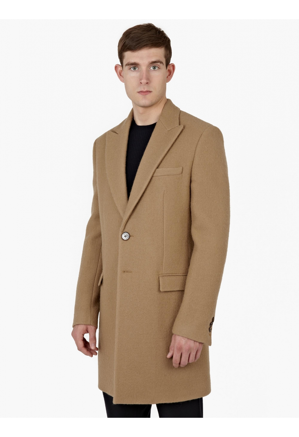 Maison margiela Camel Single-breasted Wool Coat in Beige for Men | Lyst