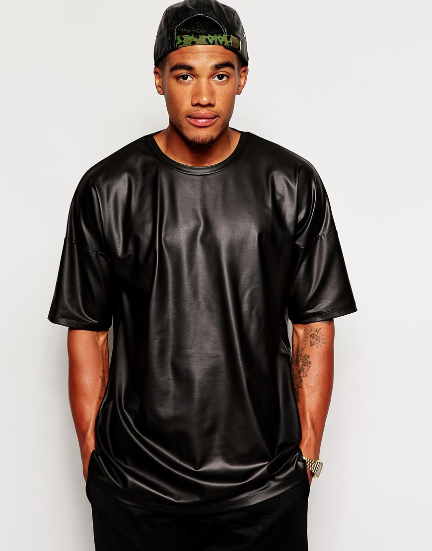 ASOS Oversized T-shirt In Leather Look ...