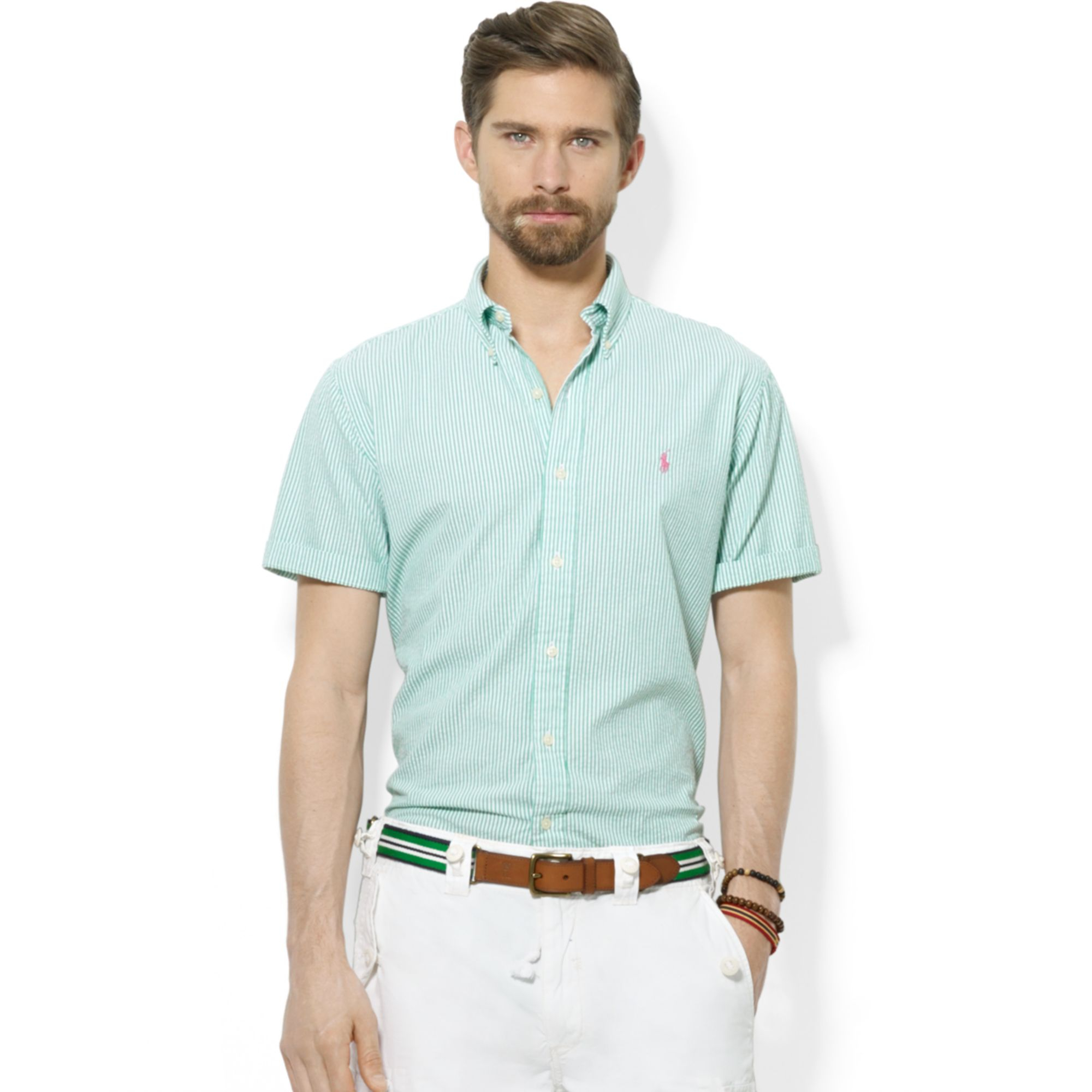 Polo Ralph Lauren Polo Classicfit Shortsleeved Striped Seersucker Shirt ...
