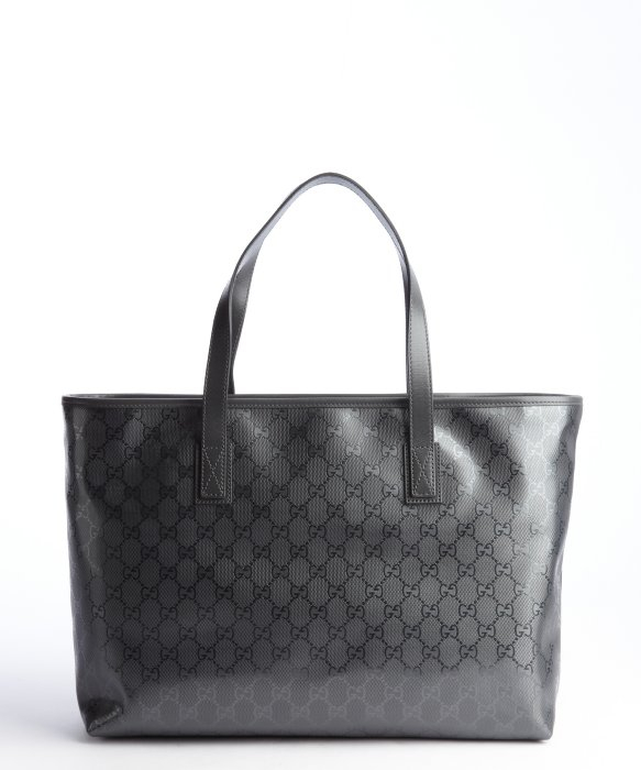 Lyst - Gucci Platinum Grey Leather Gg Imprimé Tote Bag in Gray