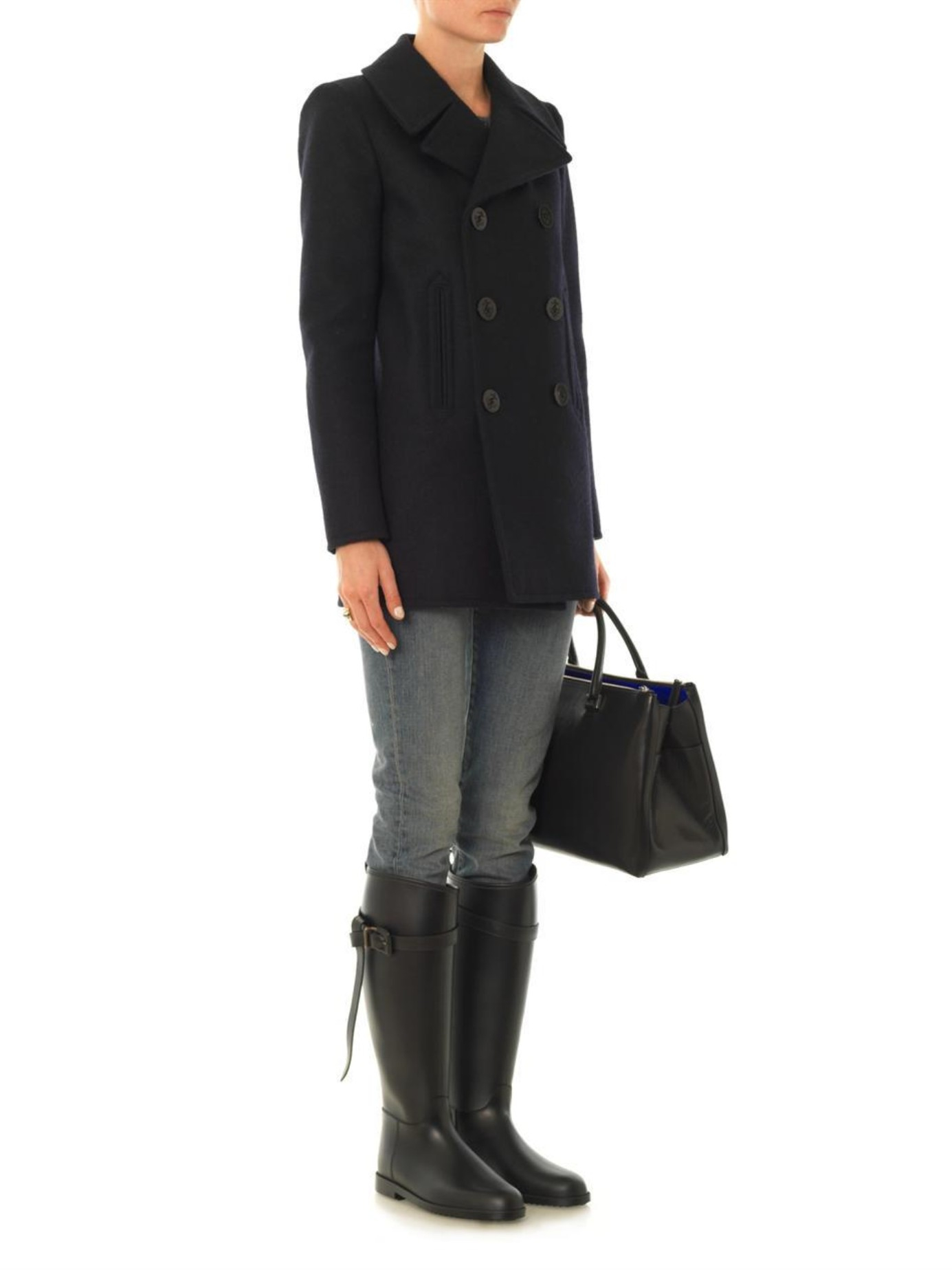 Burberry Belted Equestrian Rain Boots in Black