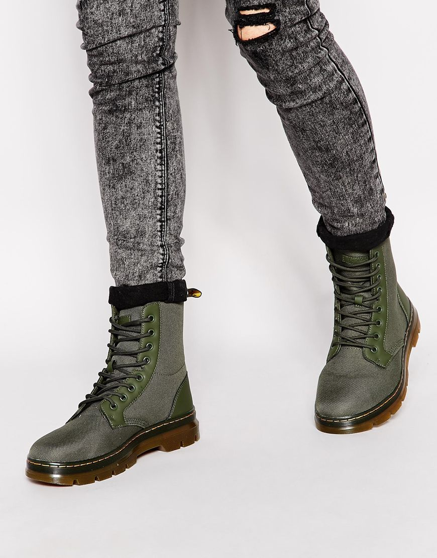 Dr martens green canvas cheap boots