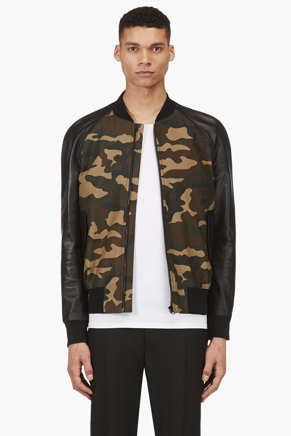 Ami Khaki Green Camo And Leather Er Jacket In Natural For Men Gallery
