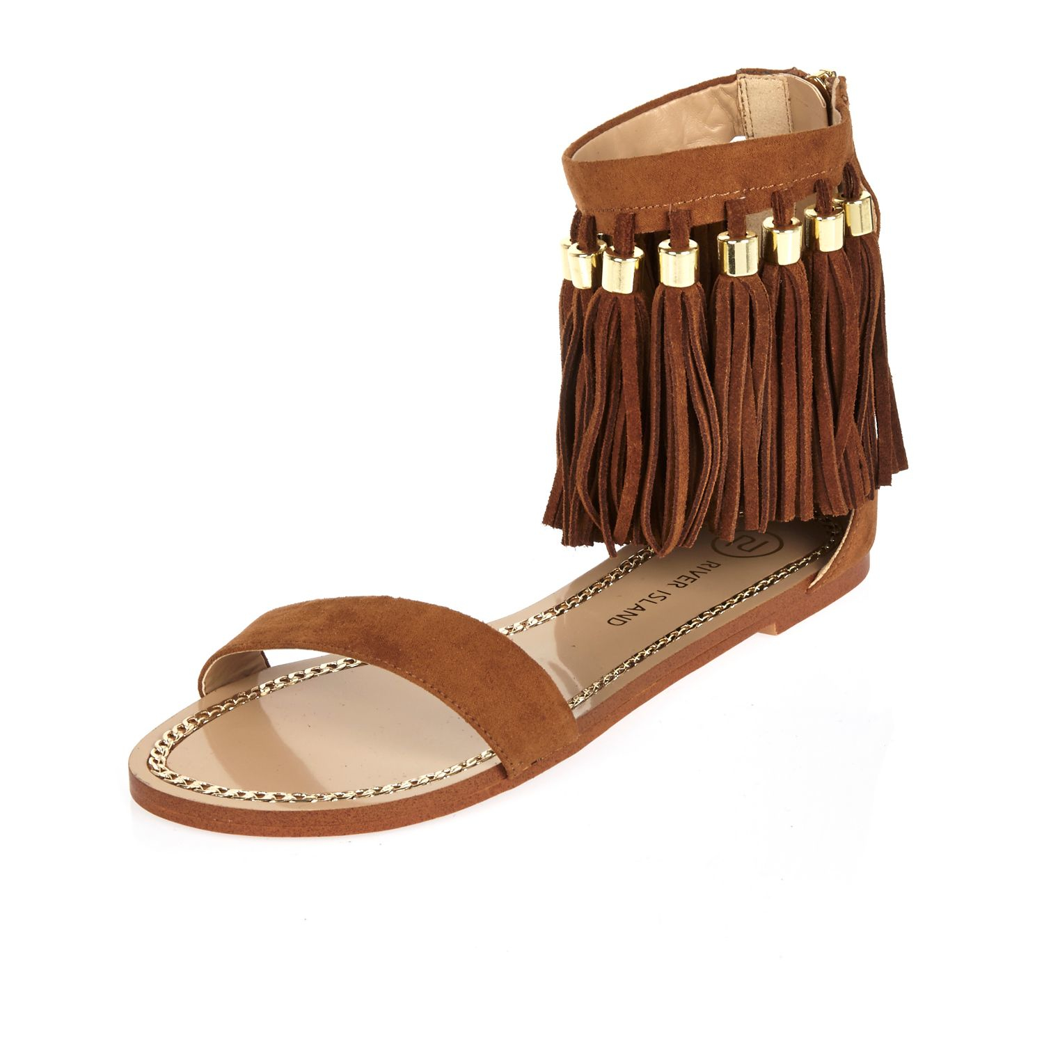 tan tassel sandals