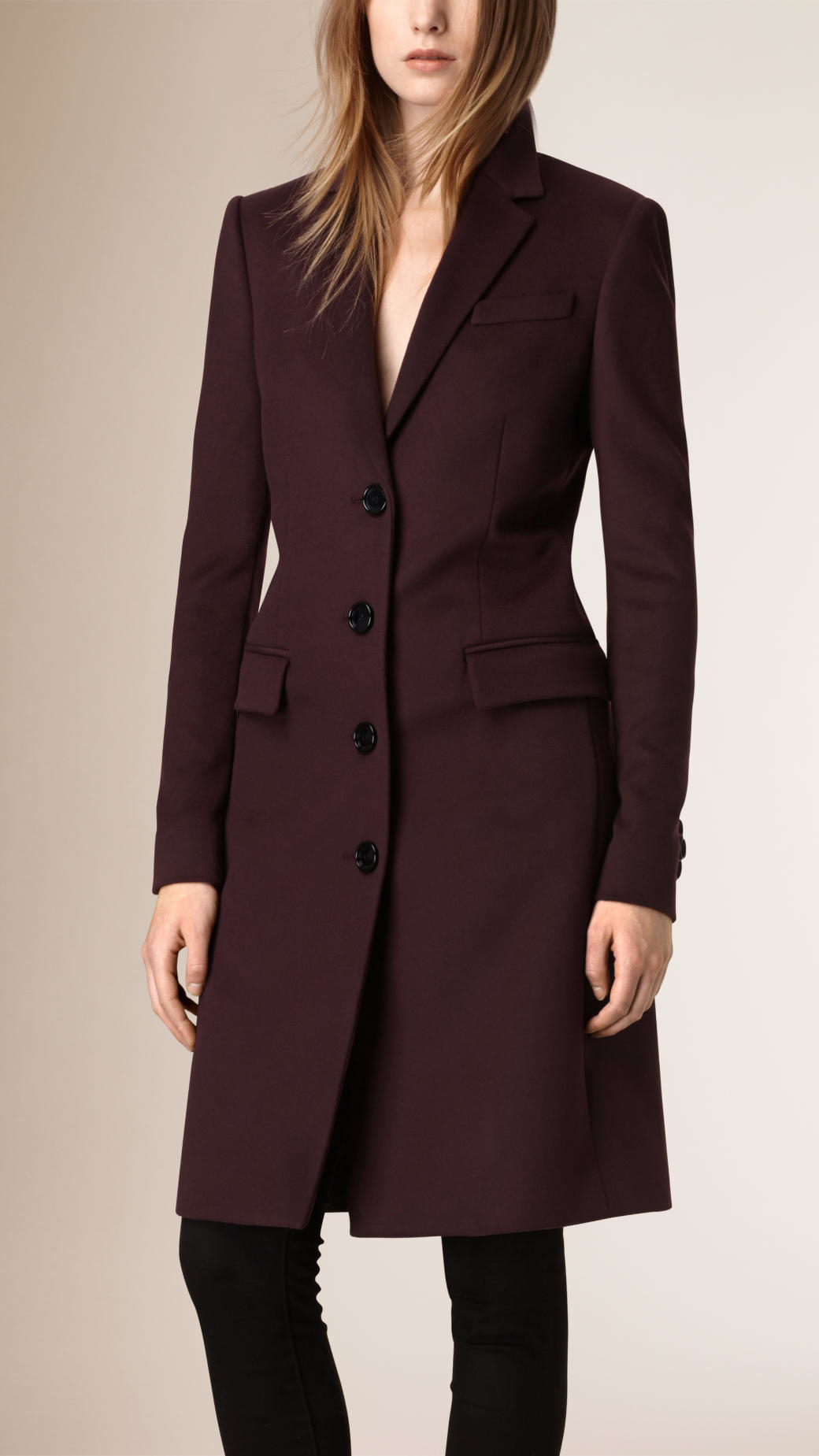 Burberry Wool Cashmere Tailored Coat in Purple | Lyst