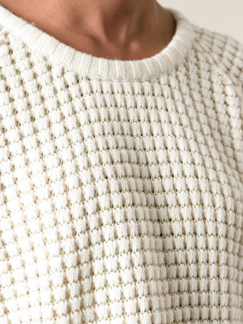 Blugirl Blumarine Waffle Weave Sweater in White - Lyst