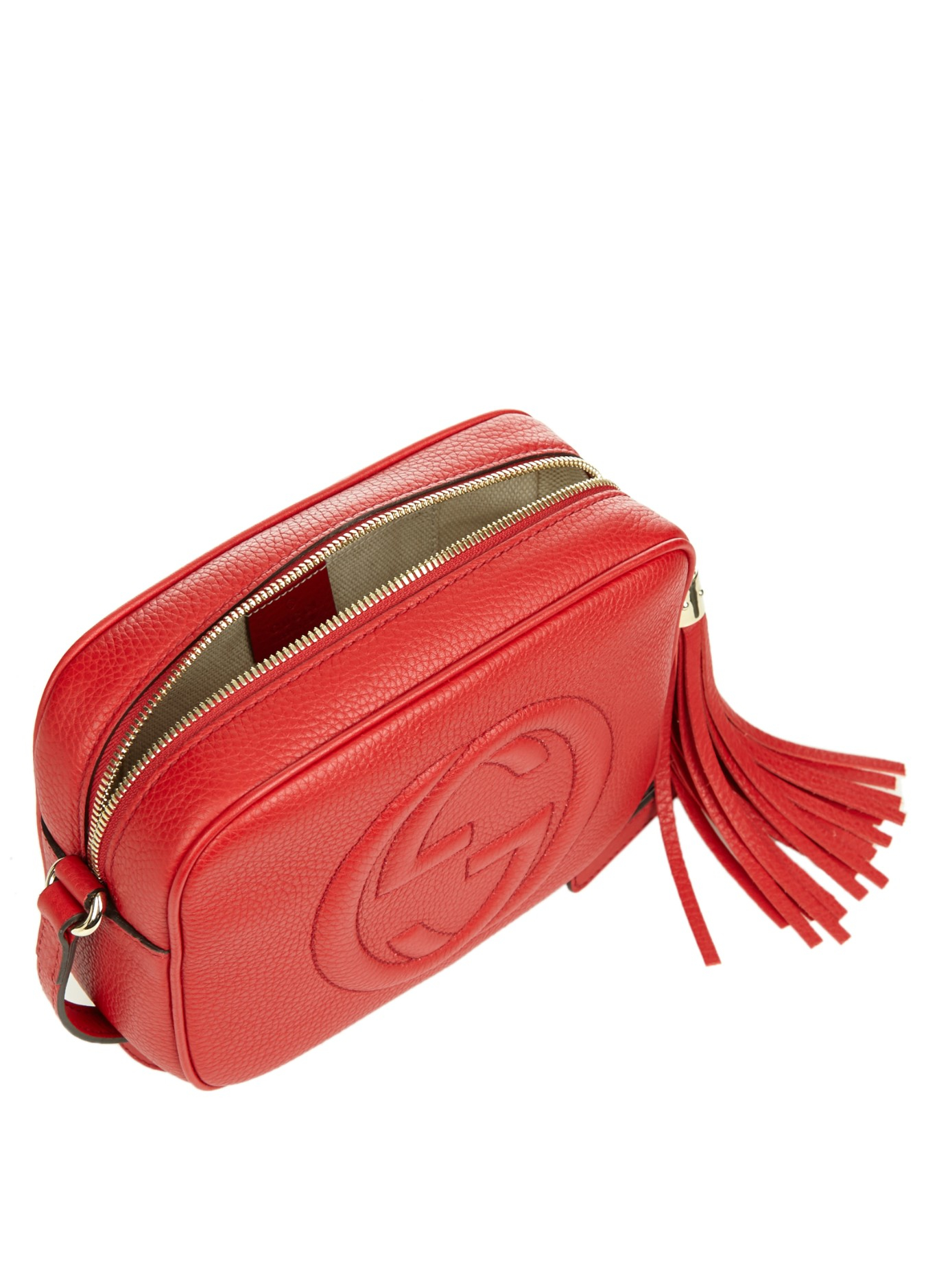Gucci Soho Grained-Leather Cross-Body Bag in Red