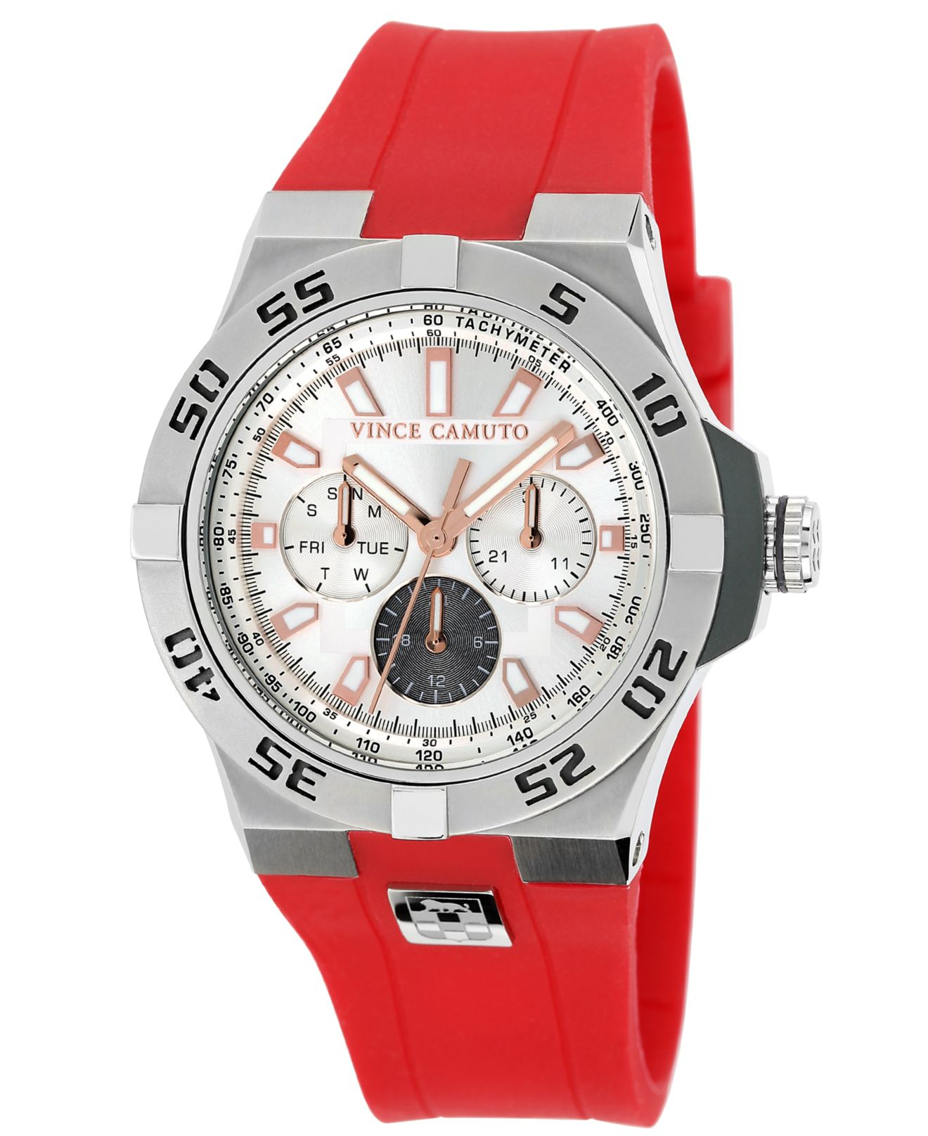 Vince Camuto Men'S Red Silicone Strap Watch 43Mm Vc-1010Rdsv in Metallic  for Men | Lyst