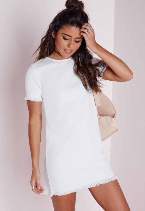 white denim shift dress