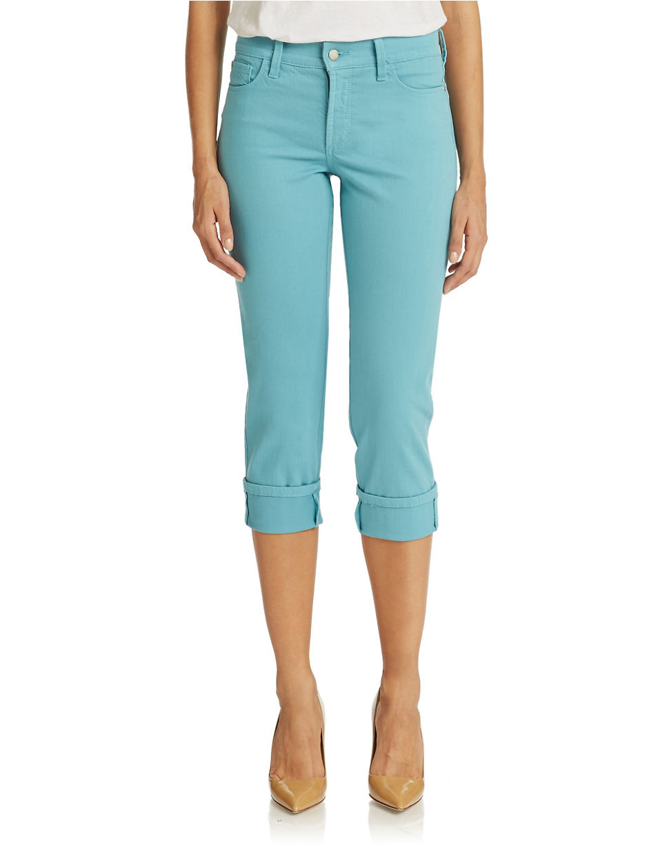 Nydj Wide Cuff Capri Jeans in Blue (Mirage Blue) | Lyst