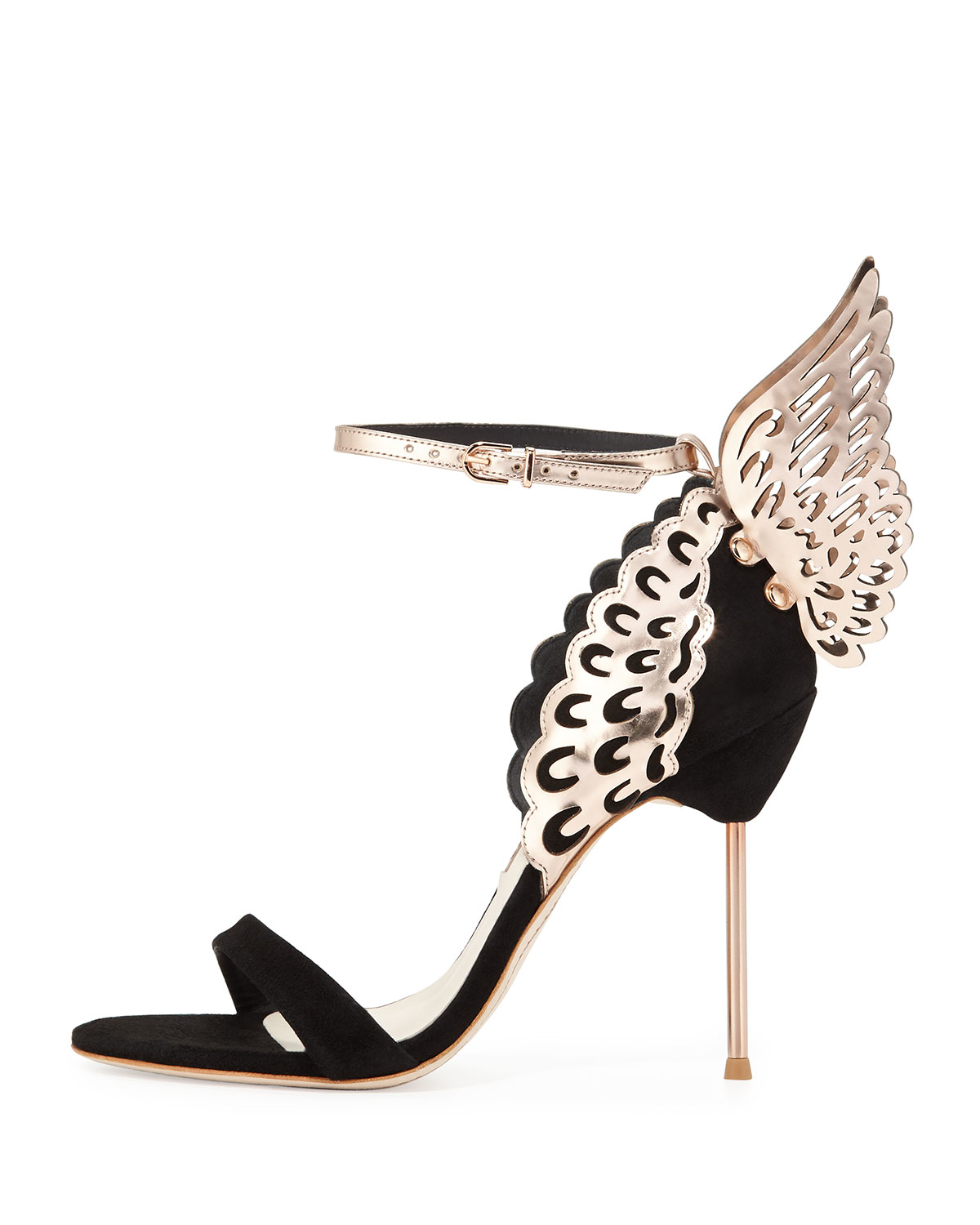 Sophia webster Evangeline Angel Wing Sandal in Gold (BLACK/ROSE GOLD ...