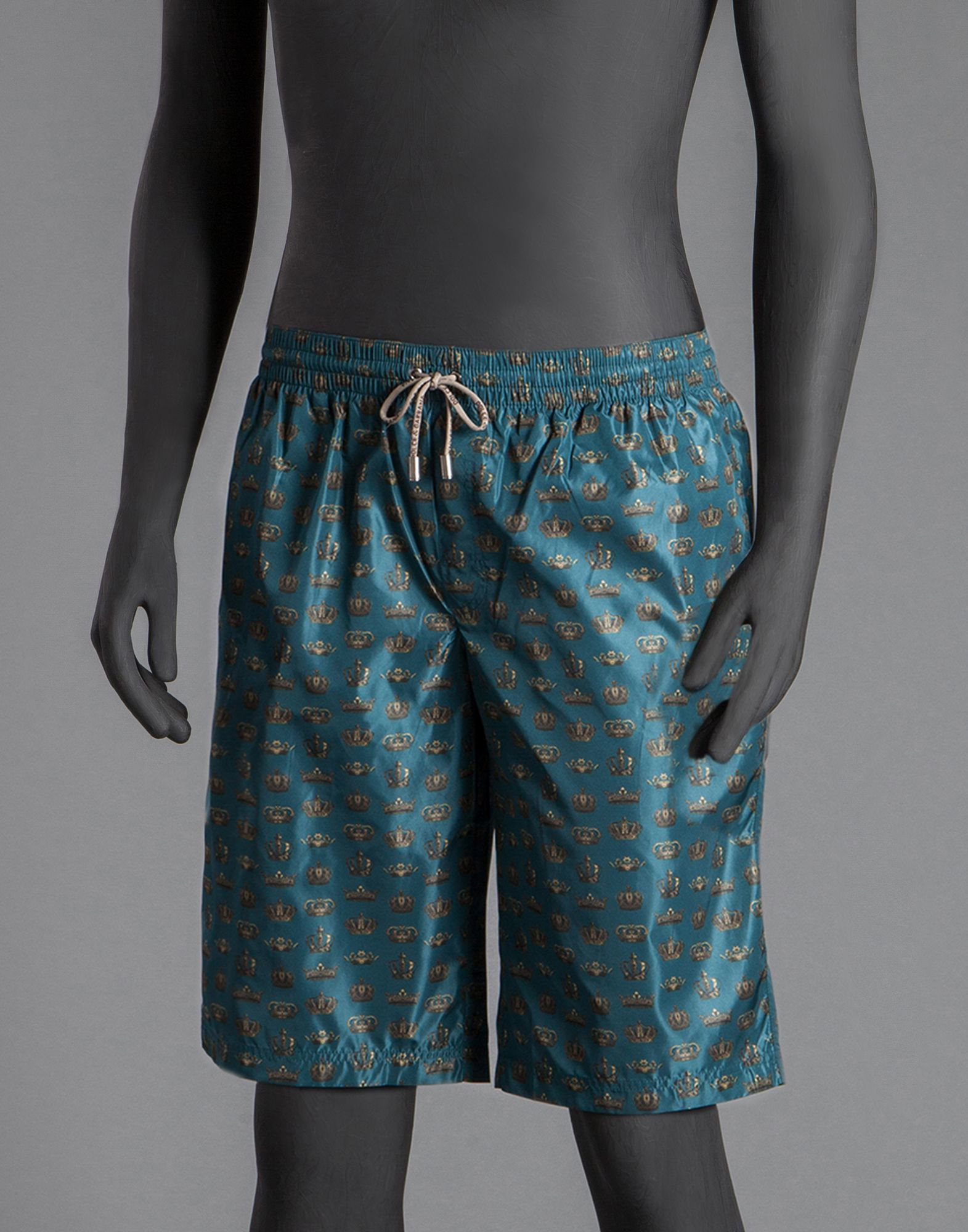 Lyst - Dolce & Gabbana Crown Print Long Swim Trunks in Blue for Men