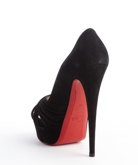 Christian louboutin Black Suede Aborina 150 Platform Peep Toe ...