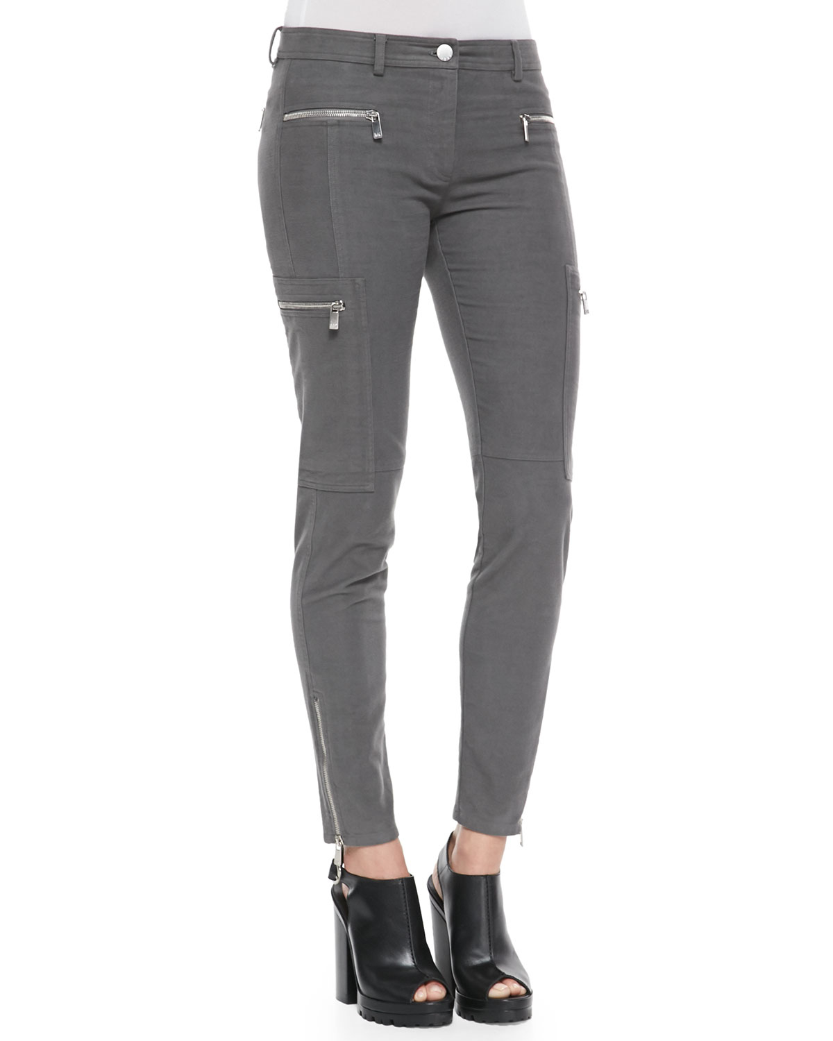 zipper skinny pants