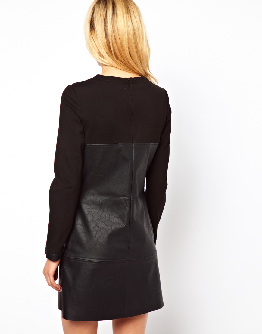leather look shift dress