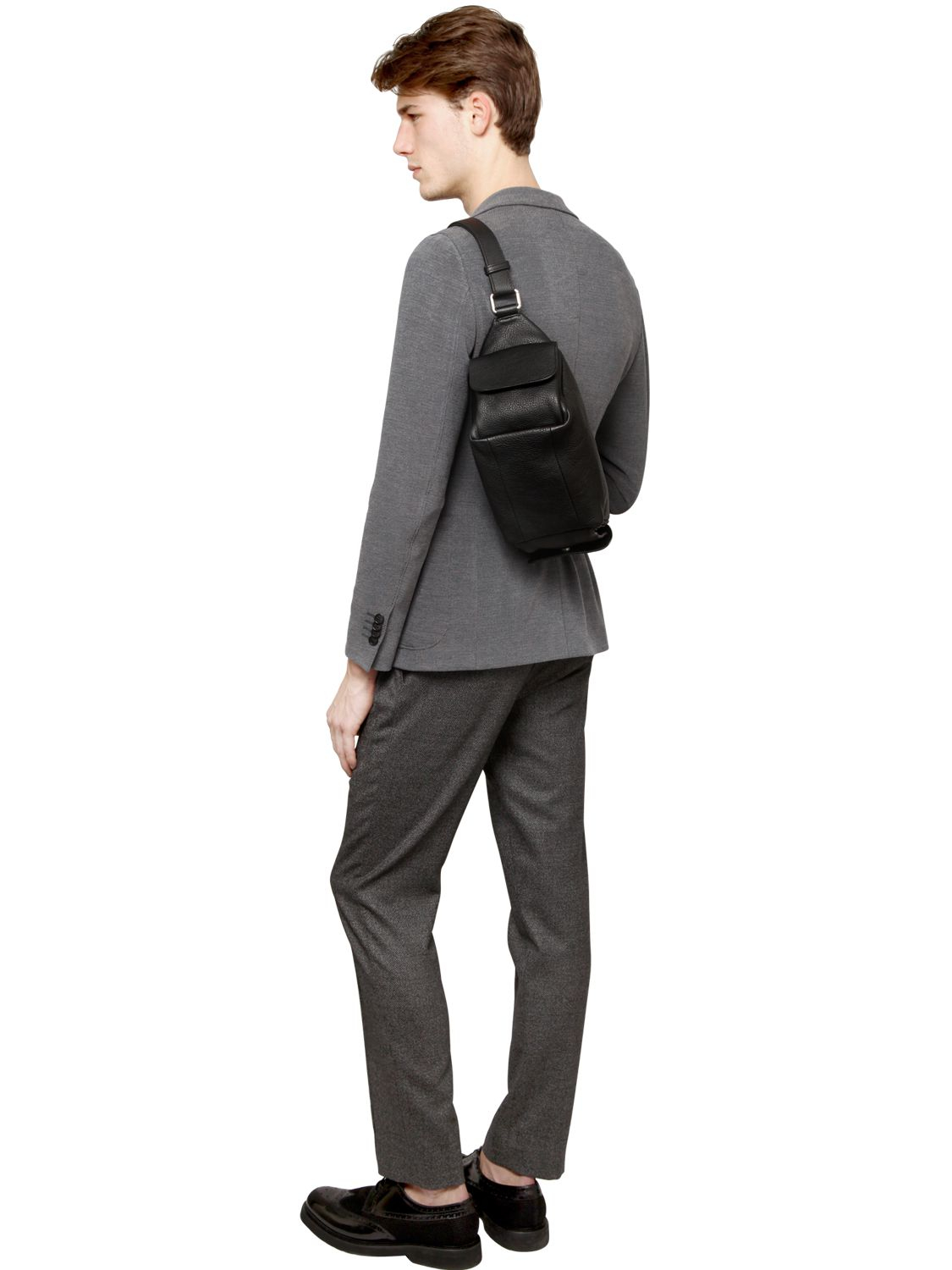 Giorgio Armani Bull Leather Crossbody Bag in Black for Men - Lyst