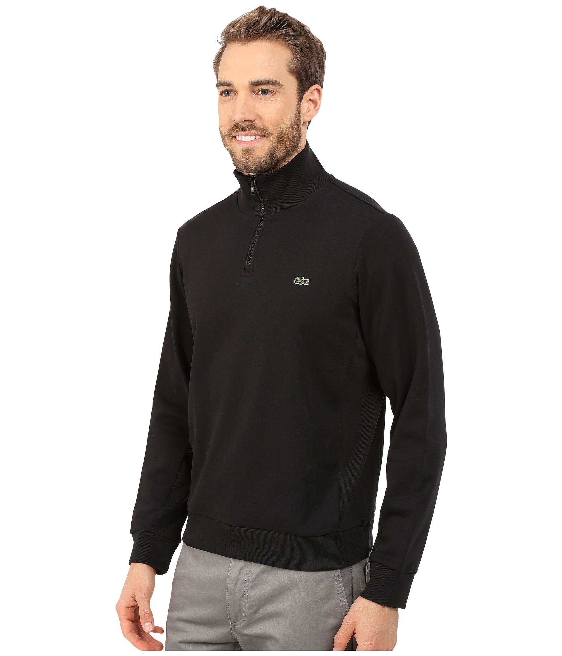 Download Lacoste Light Weight Fleece 1/4 Zip Sweatshirt in Black ...