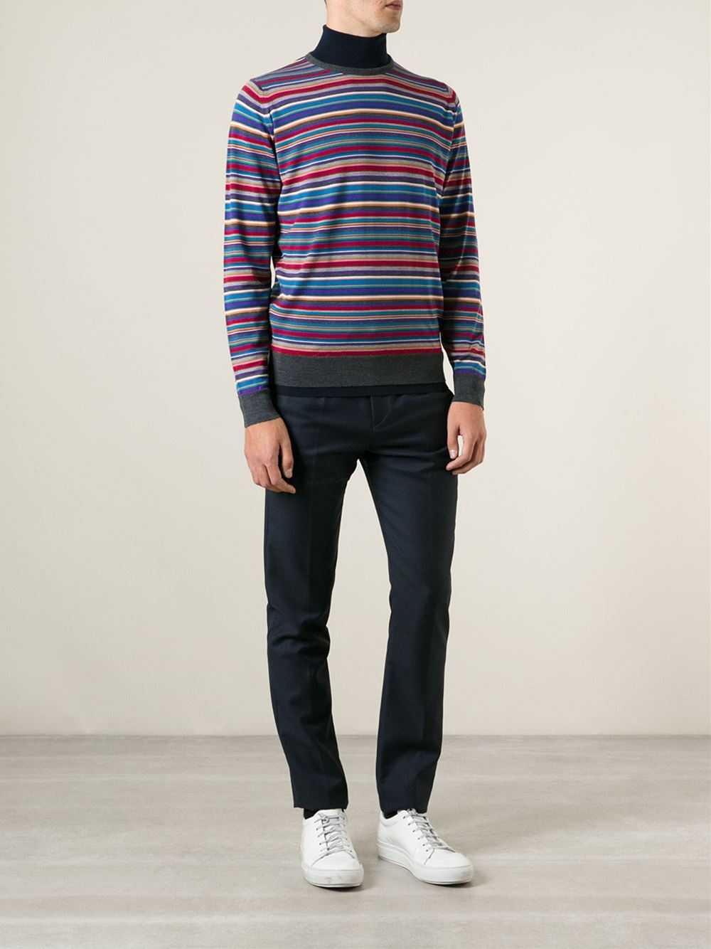 John Smedley Striped Turtleneck Sweater for Men | Lyst