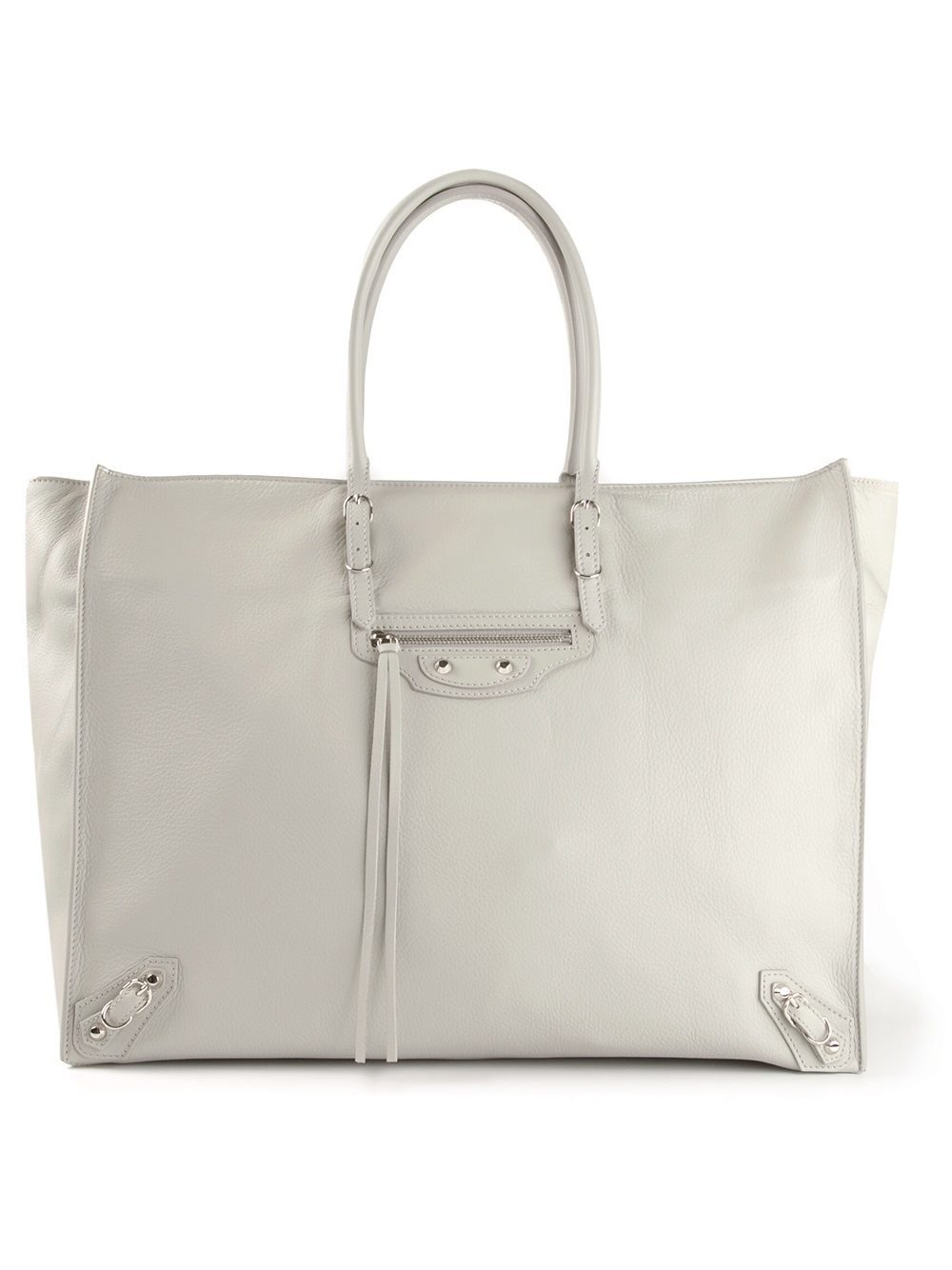 Balenciaga Grey Calfskin Leather A4 Papier Tote Bag - Yoogi's Closet