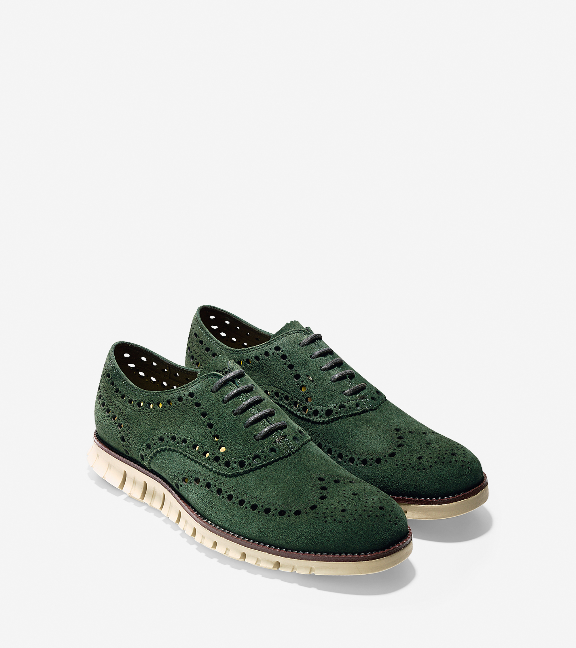 cole haan zerogrand green suede wingtip oxfords