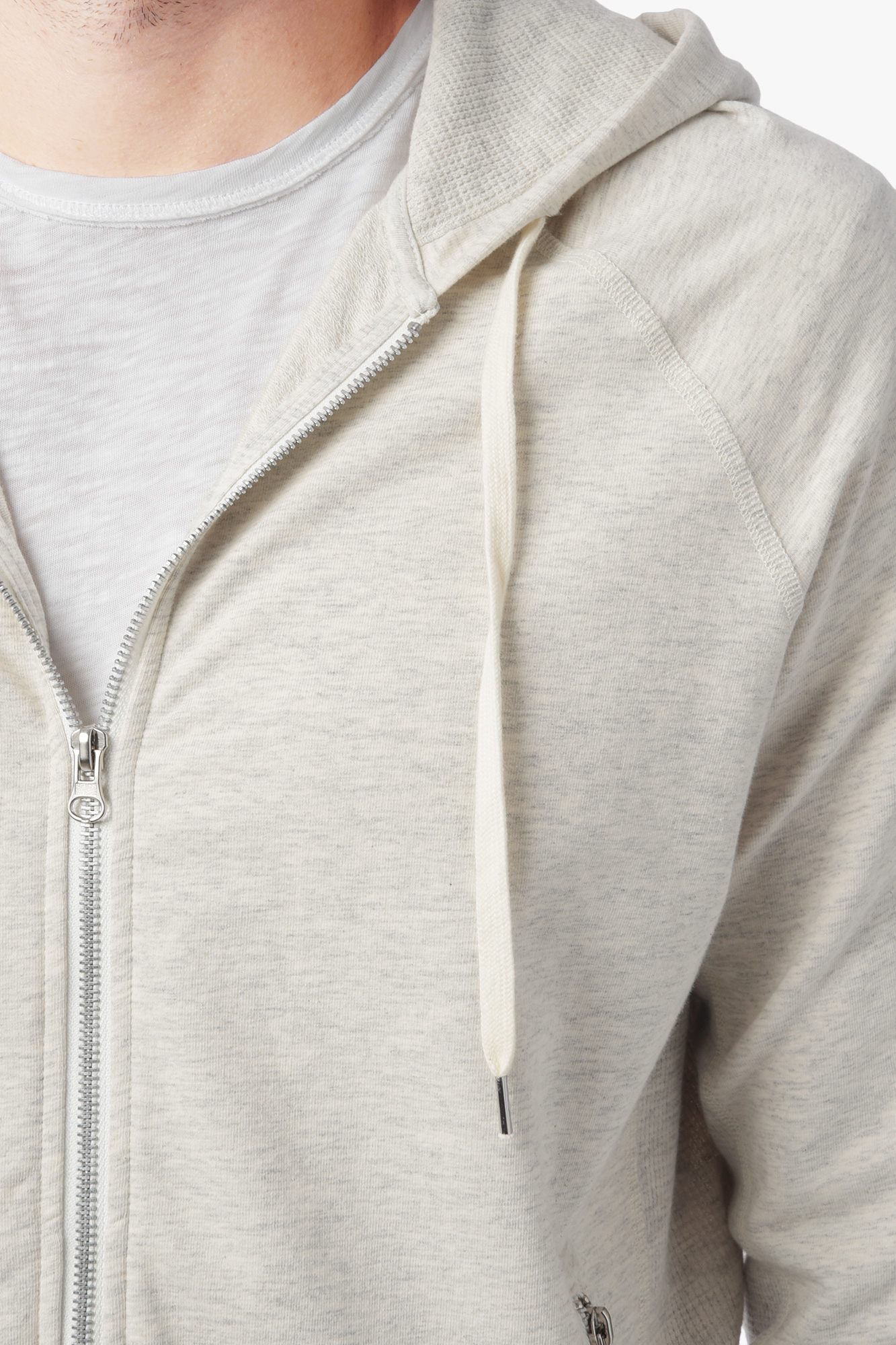 7 for all mankind Zip Up Raglan Hoodie In Heather Oatmeal in White for Men | Lyst