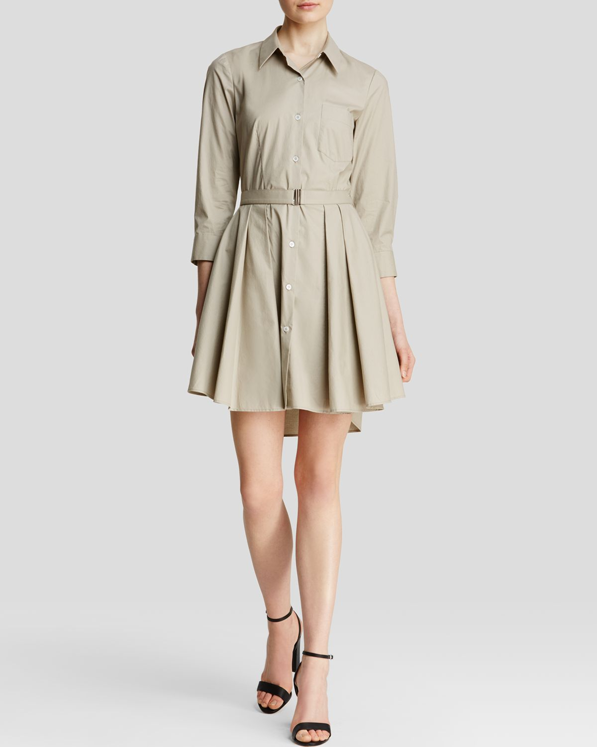 Theory Dress Jalyis Stretch Poplin in Brown (Light Clay) Lyst