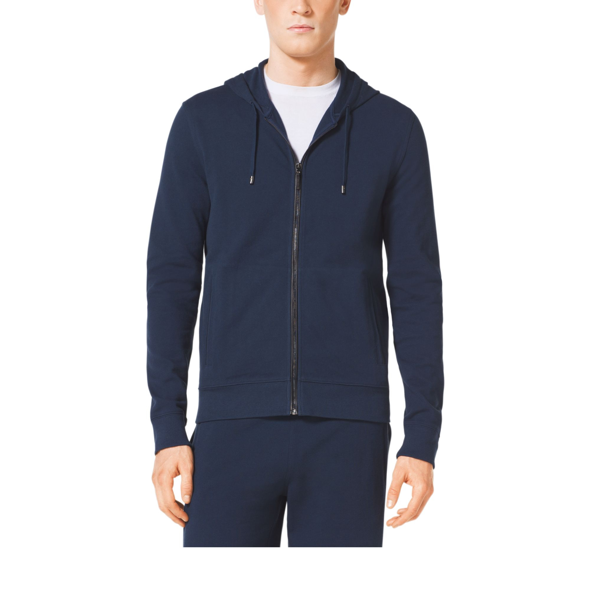Lyst - Michael Kors Full-zip Hooded Cotton Sweatshirt in Blue for Men