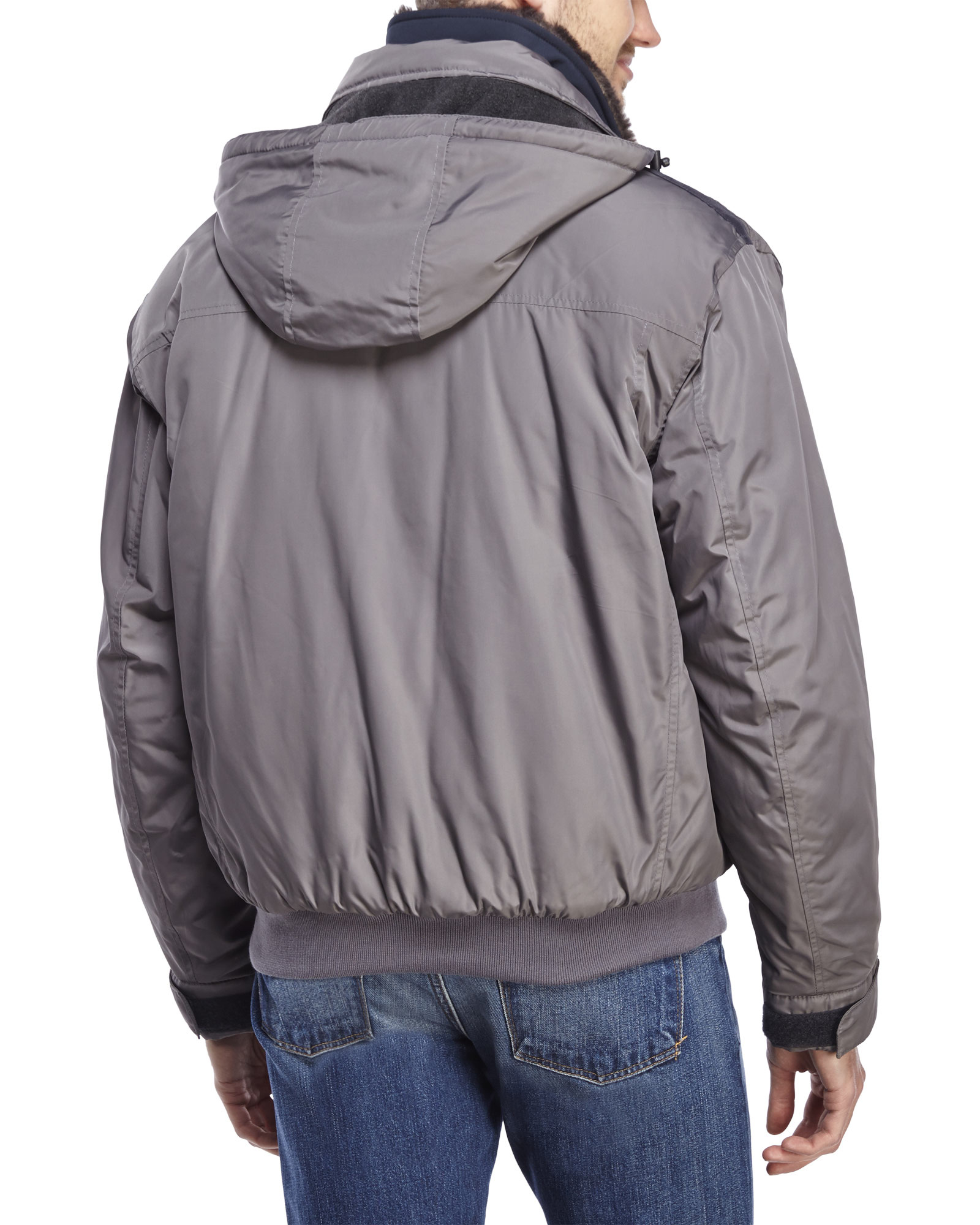 Weatherproof Faux Fur Trim Hooded Bomber Jacket in Gray for Men | Lyst