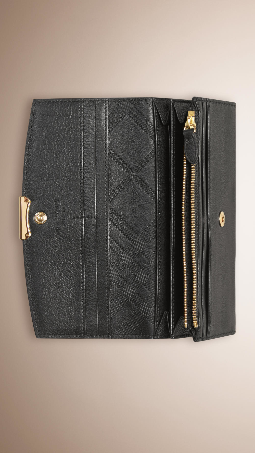 Burberry Press-Stud Leather Wallet in Black - Lyst