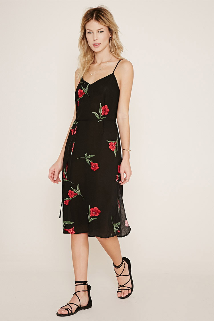Forever 21 Floral Print Cami Dress in Black/Red (Black) - Lyst