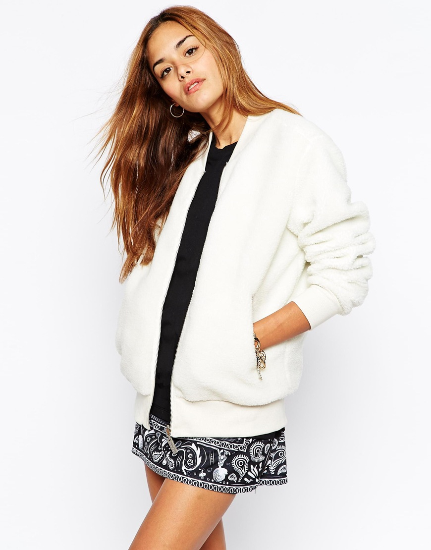 teddy fleece bomber jacket