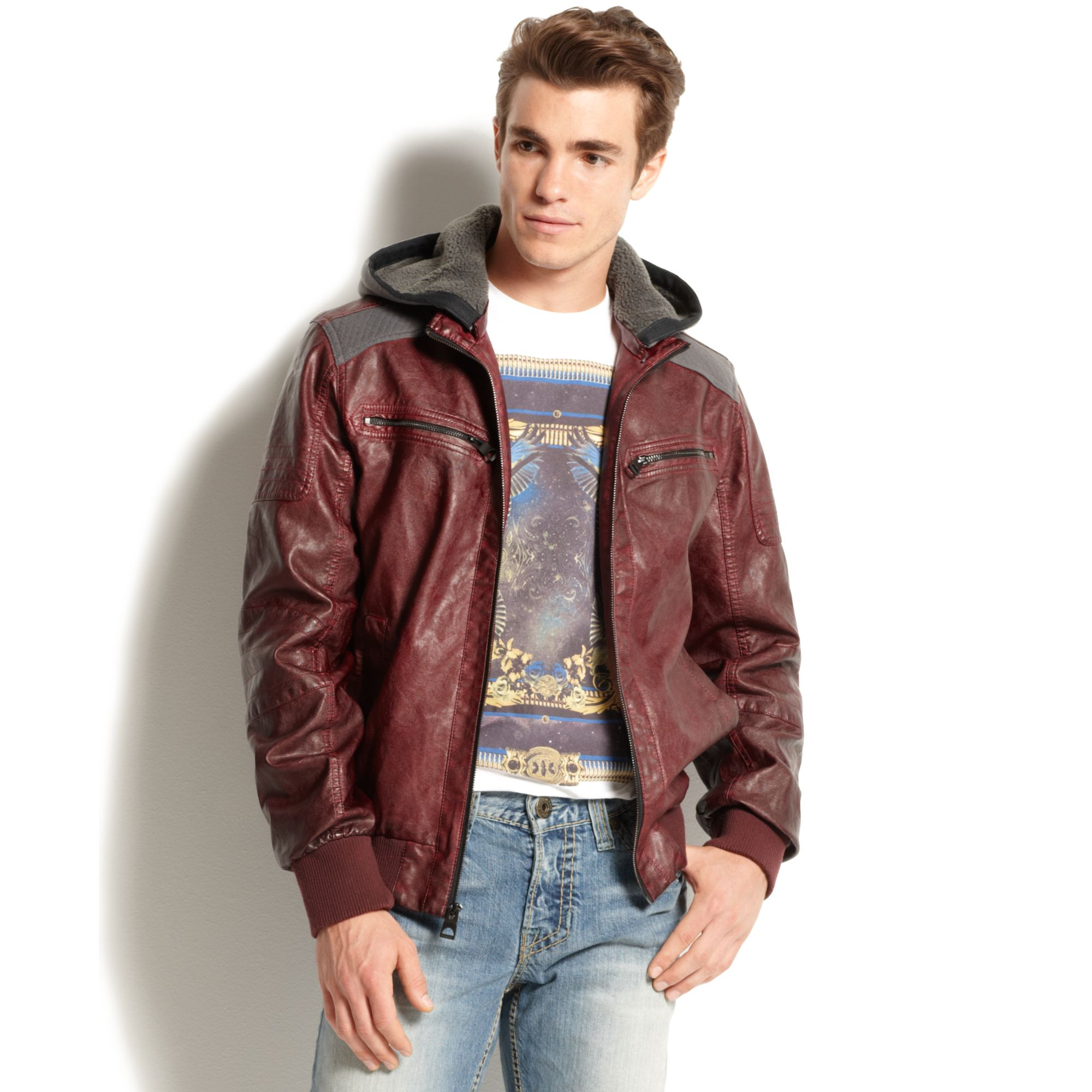 guess red jacket mens
