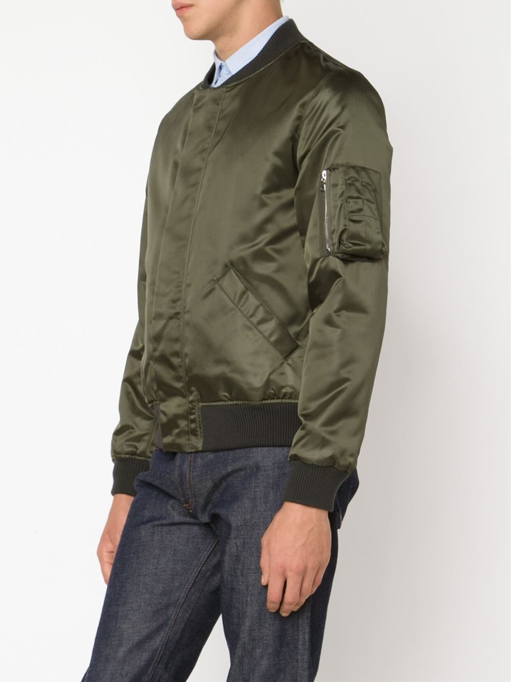 A.P.C. Classic Bomber Jacket in Green for Men - Lyst