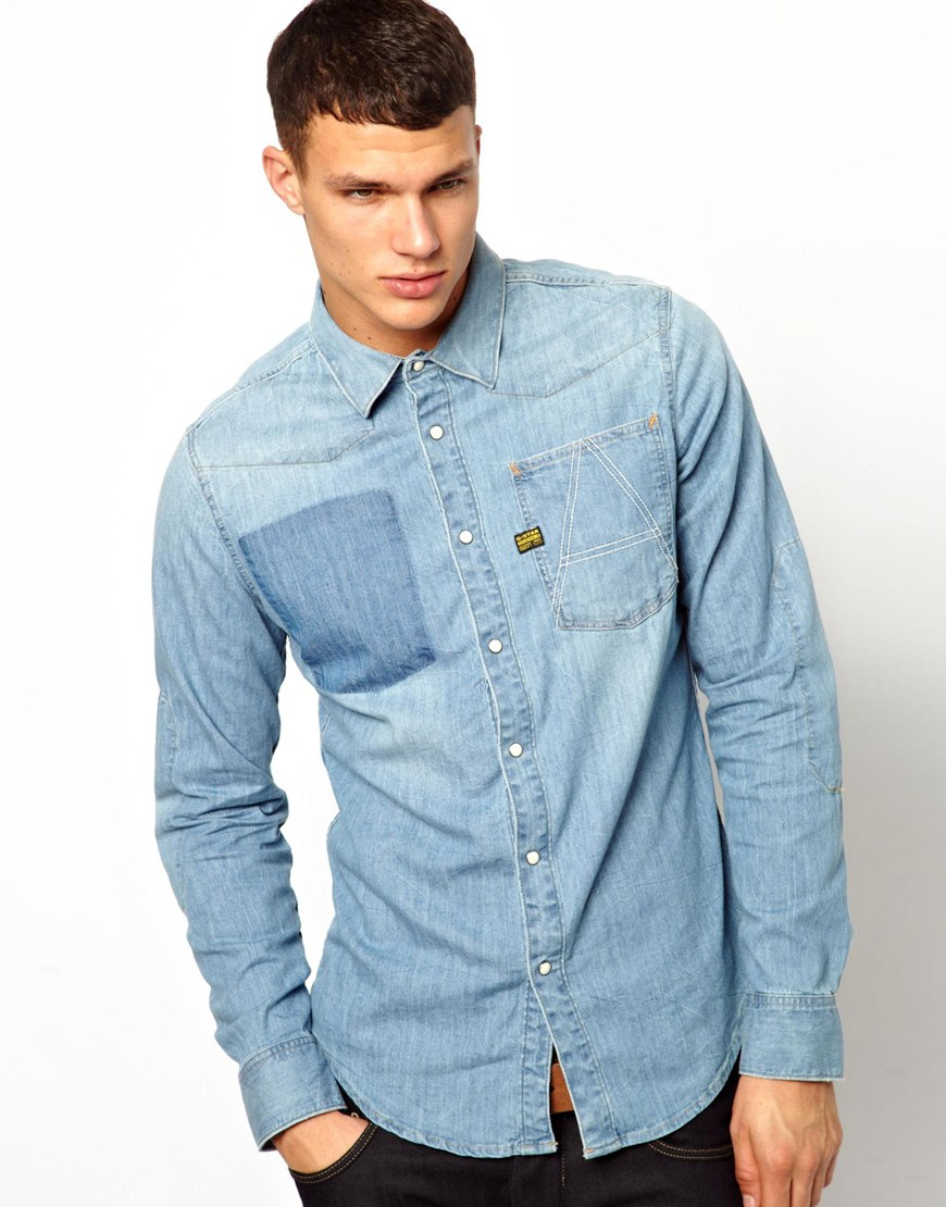 g star denim shirt mens