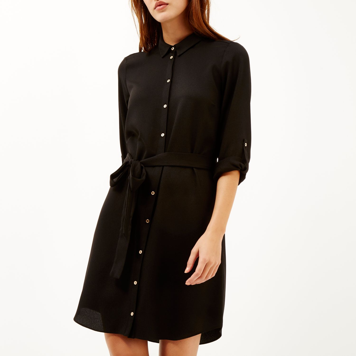 river island black shirt dress