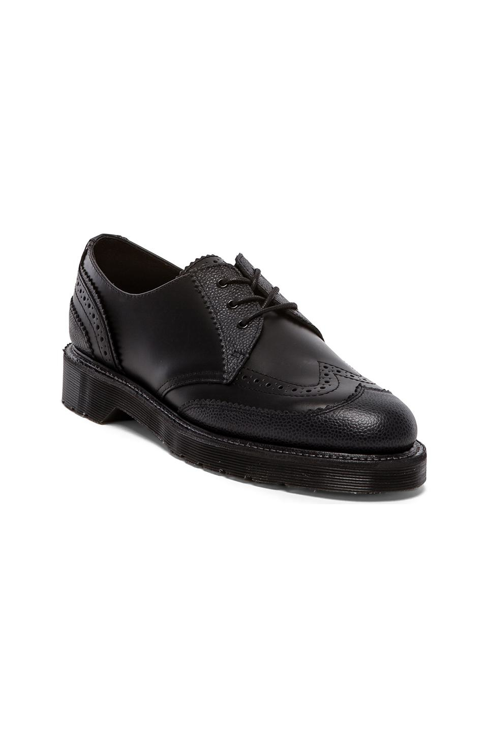 dr martens kelvin brogues in black polished smooth