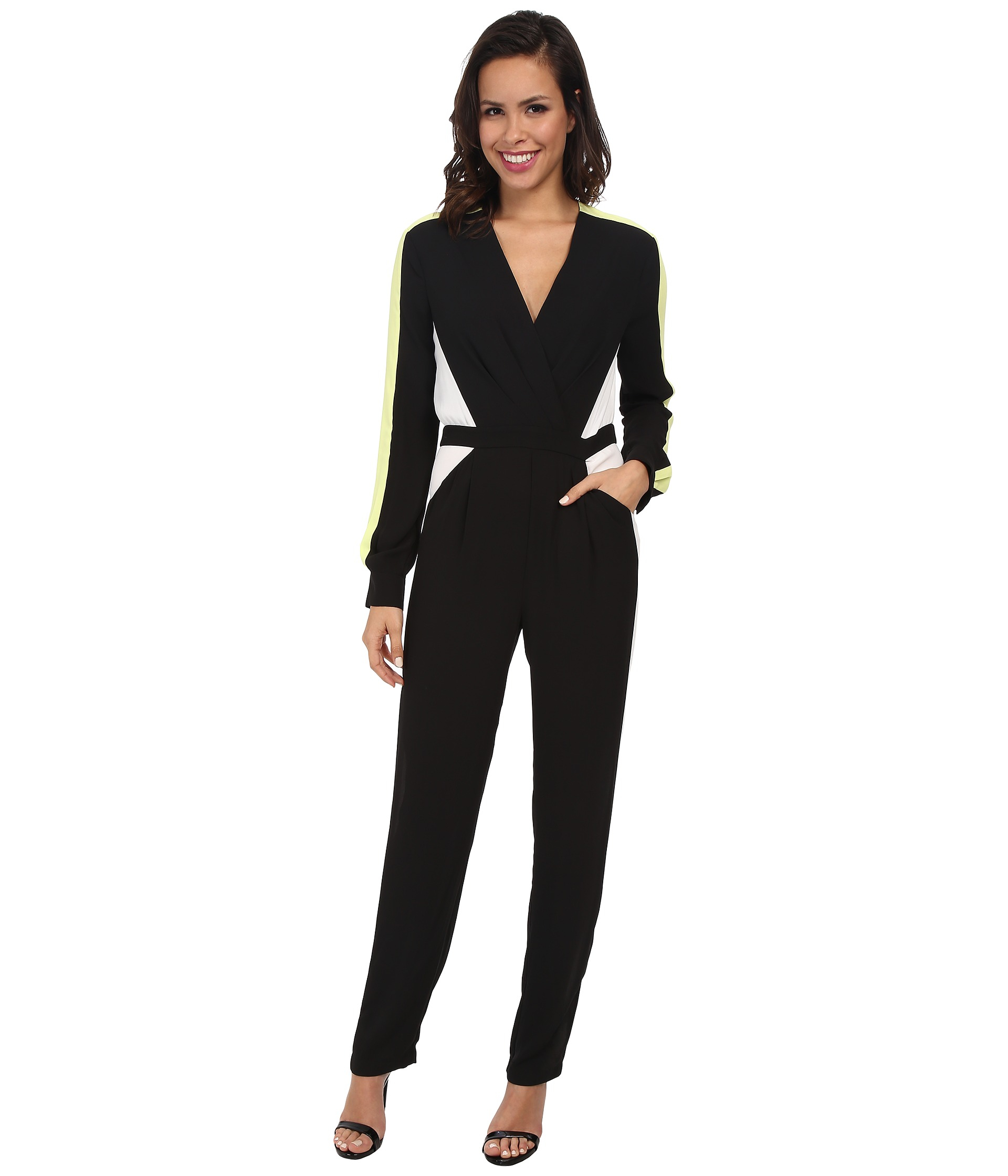 bcbg color block jumpsuit