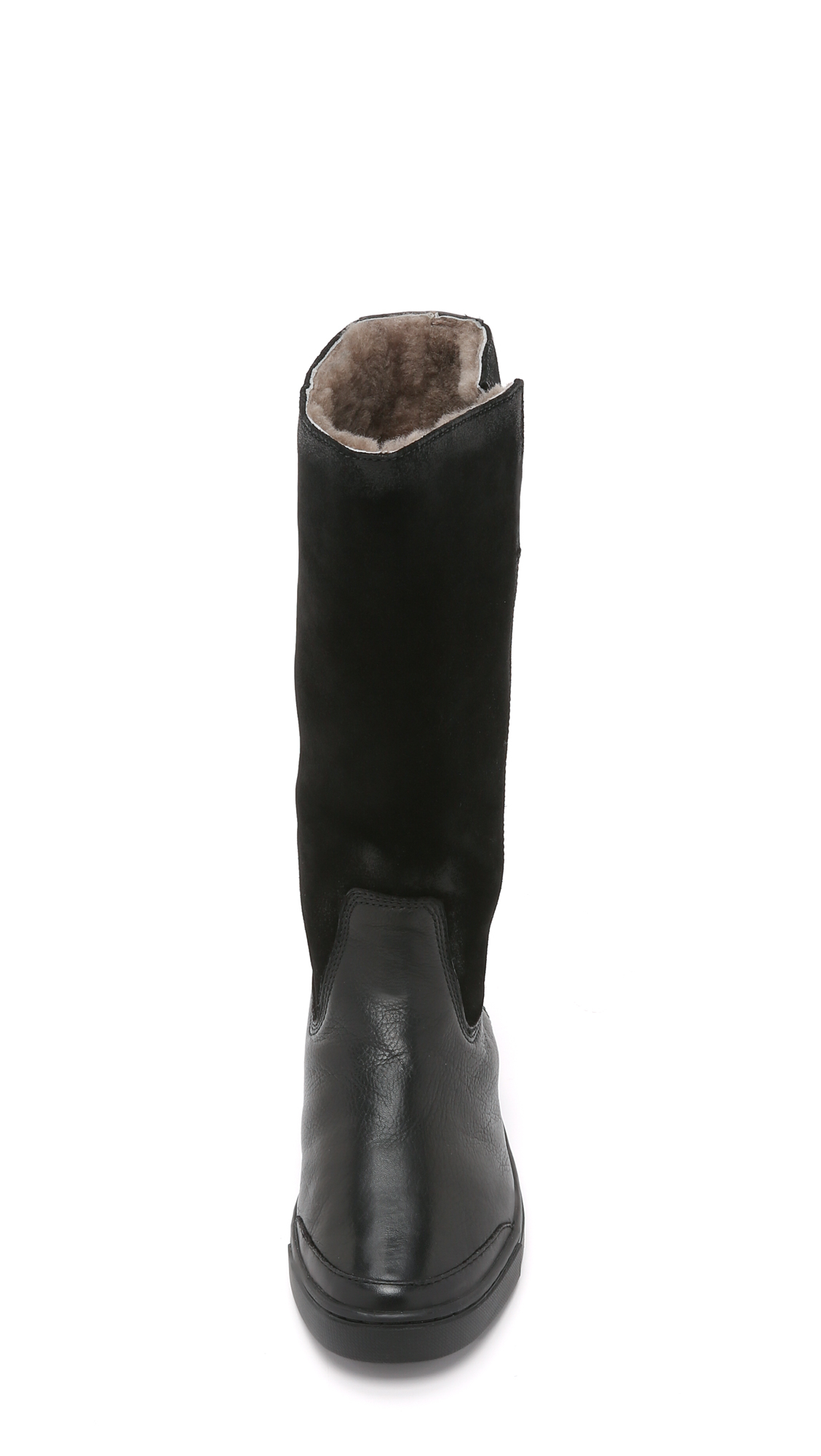 black shearling boot