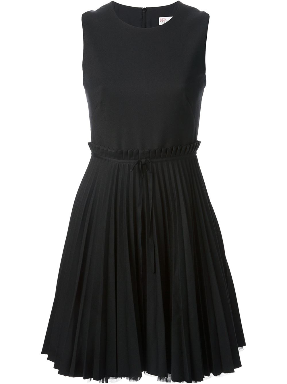 RED Valentino Pleated Dress in Black - Lyst