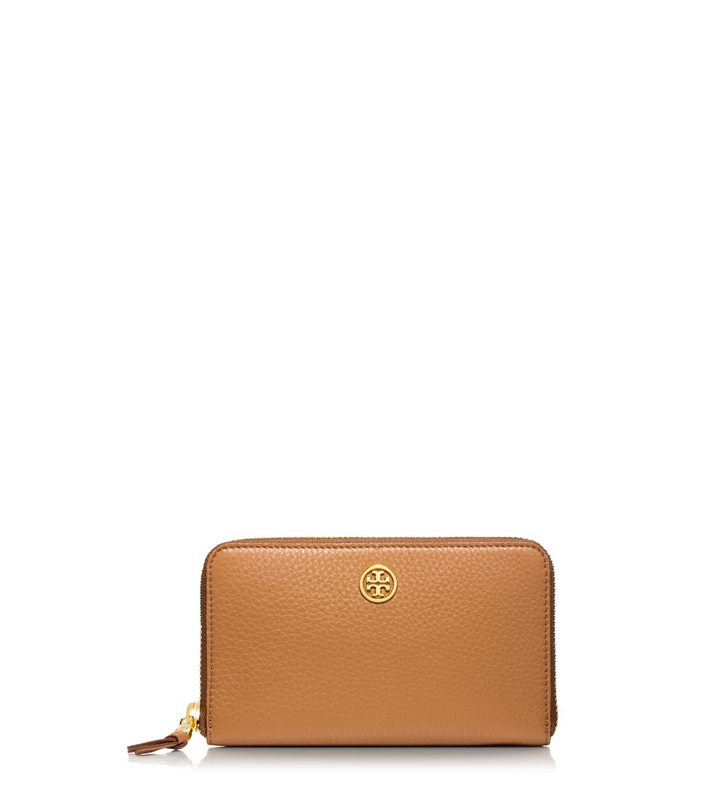 Lyst - Tory Burch Robinson Pebbled Large Zip Continental Wallet in Black