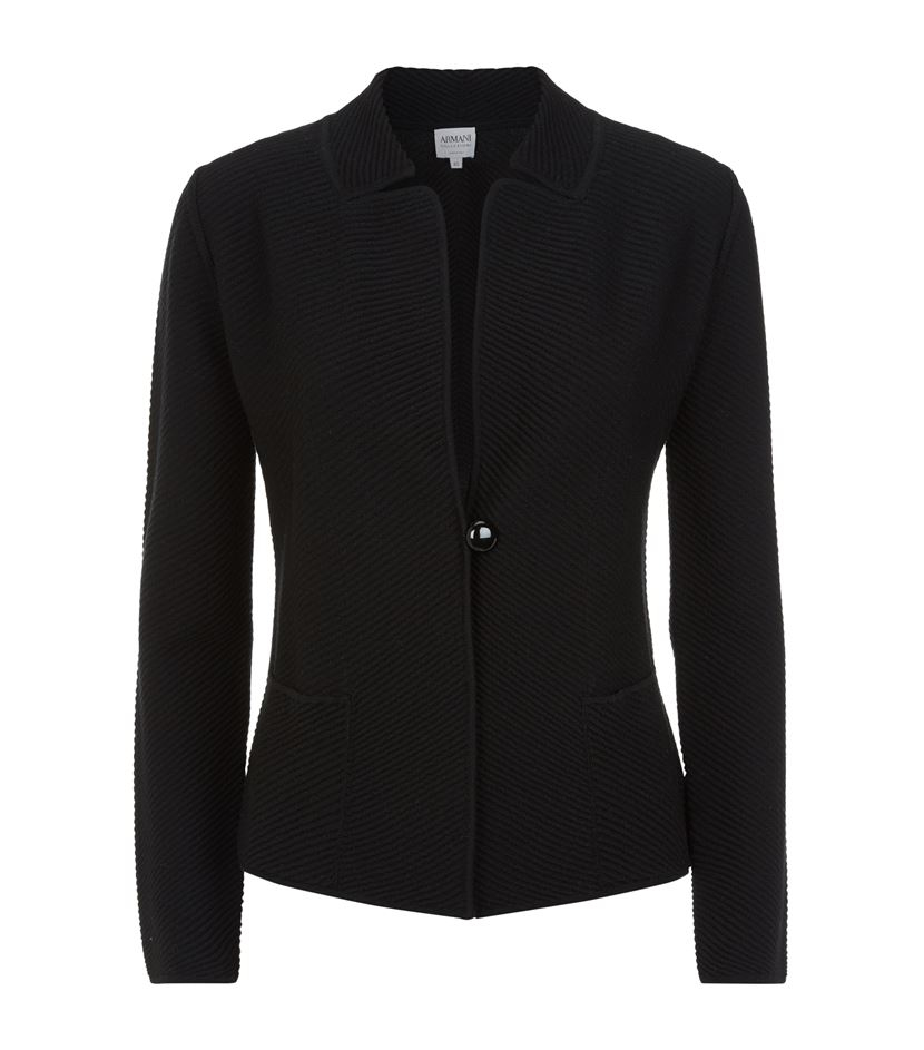 Armani Ribbed Knitted Jacket in Black | Lyst
