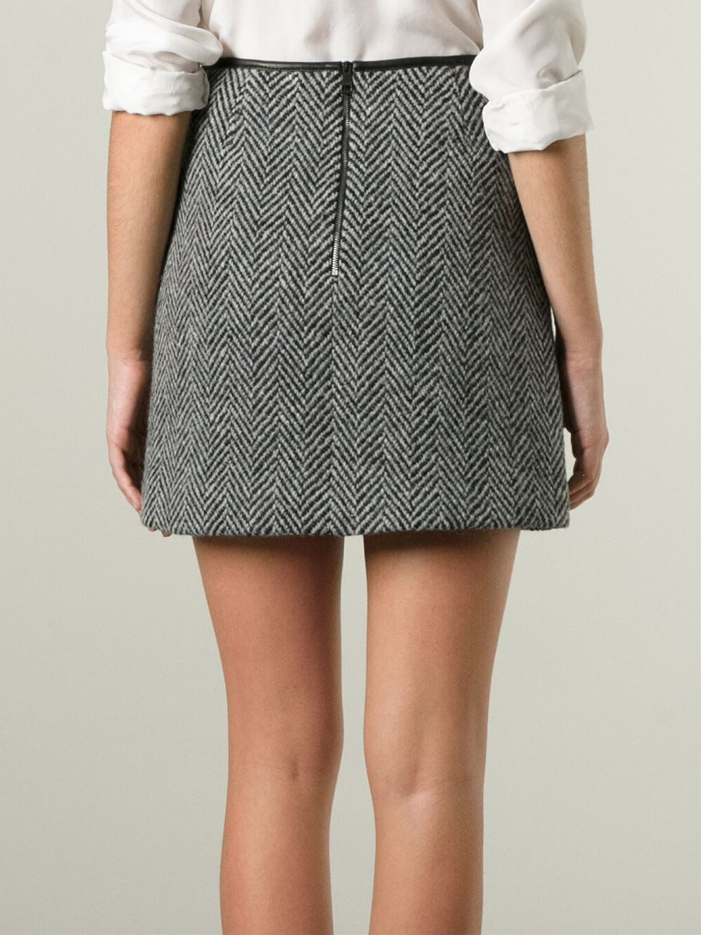 Burberry Herringbone Mini Skirt in Grey (Grey) Lyst